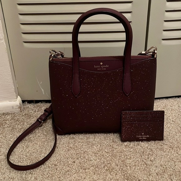 kate spade Handbags - EUC Kate Spade Deep Nova Glitter Crossbody & Glitter Cardholder